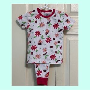 Mon Petit  Kids Floral Pajama Set with Ladybugs